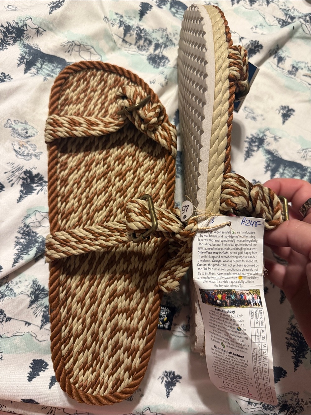 Nomadic State of Mind Brown & Cream Twisted Rope Slide Sandals 45 (13-13.5)